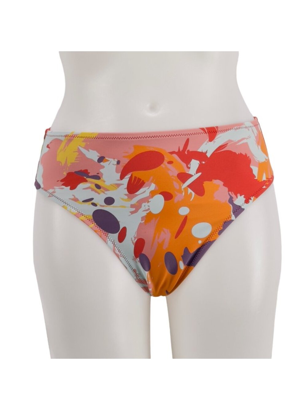 RELLICIGA Women's Bikini Bottoms Abstract Design Orange Mix Size S